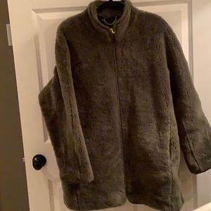 JCrew Forest green faux fur jacket/coat in a XXL.